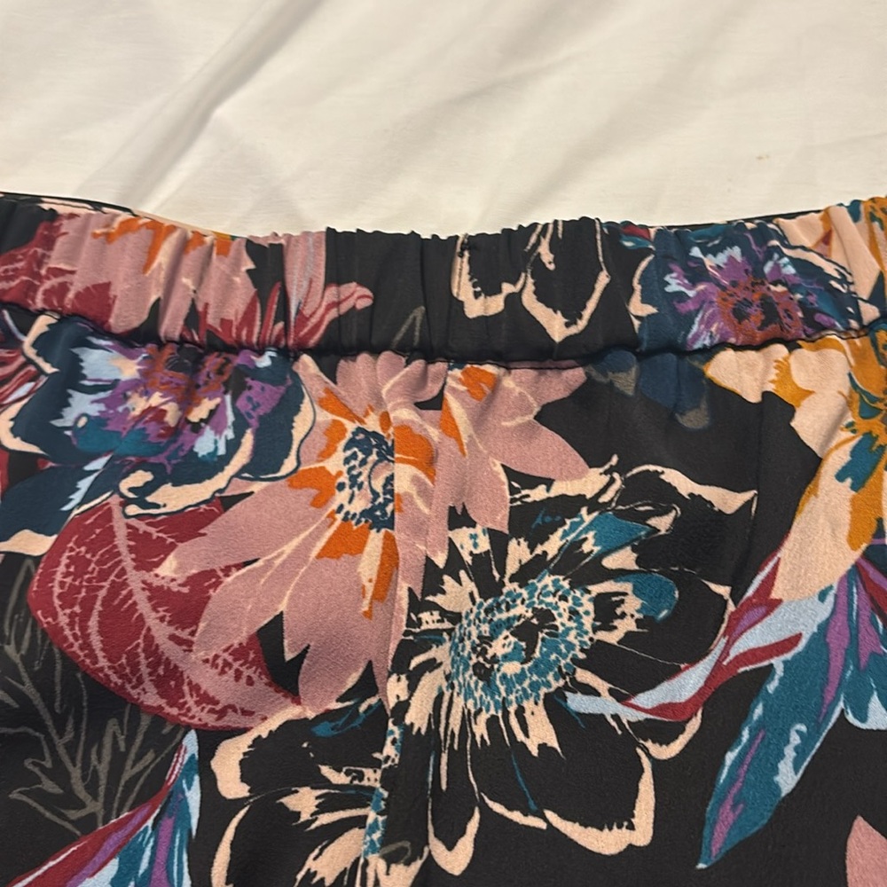 Vero Moda Dark Floral ankle Pants SZ 8 pull on elastic waist career wear casual - Picture 11 of 12